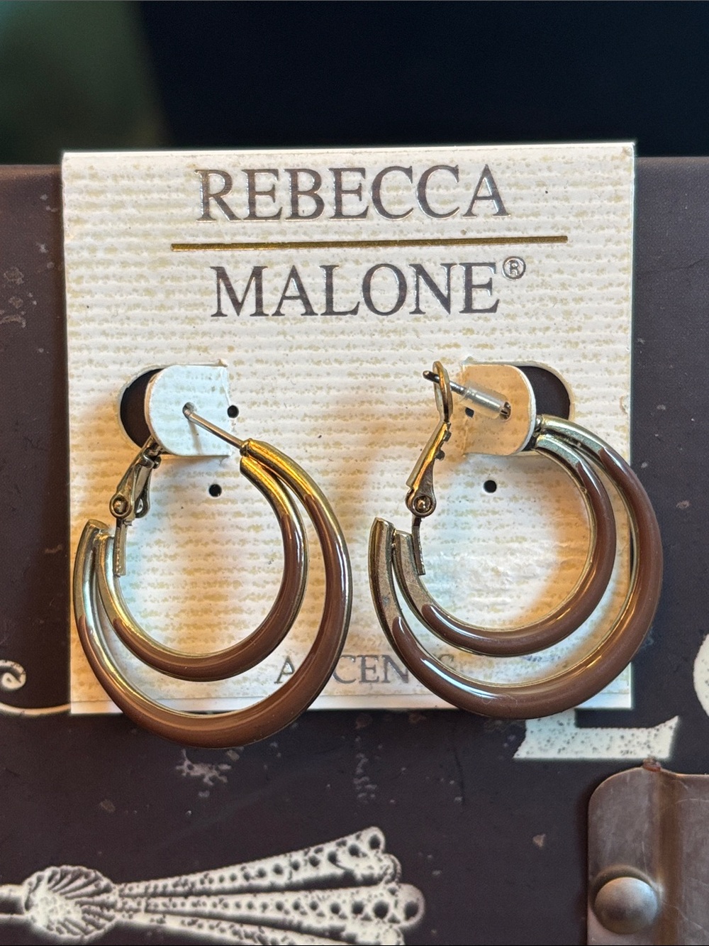 Rebecca Malone Brown and Gold Double Hoop Earrings